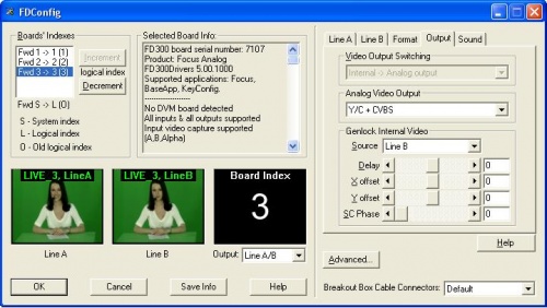 Настройка выходного видеосигнала в студии в приложении FDConfig